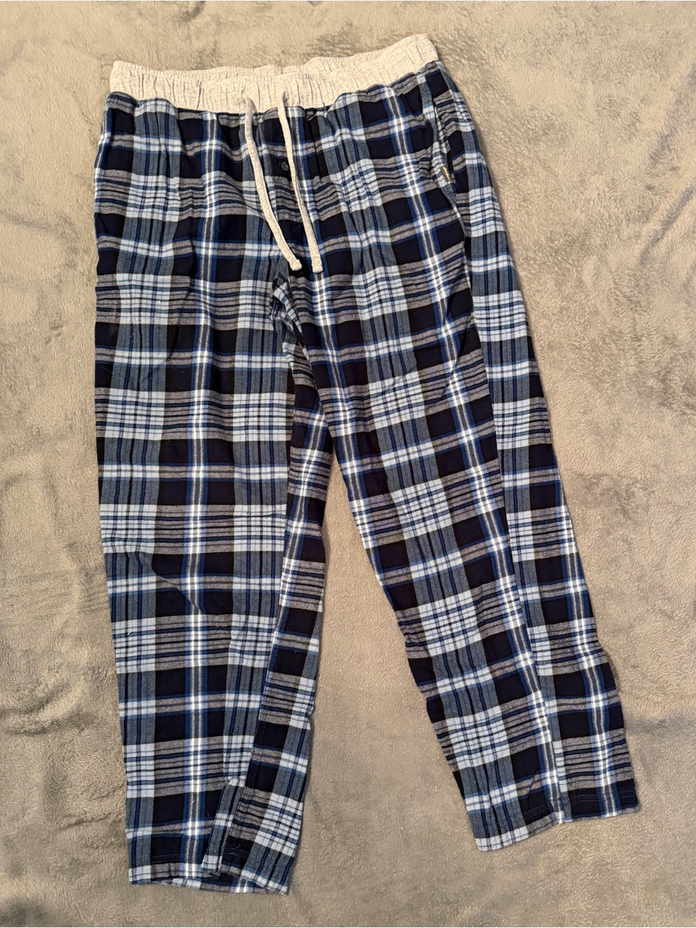Eddie Bauers Size Medium Men Flannel Lounge Pajama Pants Blue Plaid Sleepwear
